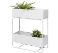 eluno support pour plantes, étagère multifonctionnelle avec 2 étagères, en métal blanc