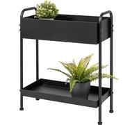 eluno support pour plantes, étagère multifonctionnelle avec 2 étagères, en métal noir