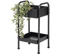 eluno support pour plantes, étagère multifonctionnelle avec 2 étagères, en métal noir