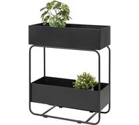 eluno support pour plantes, étagère multifonctionnelle avec 2 étagères, en métal noir