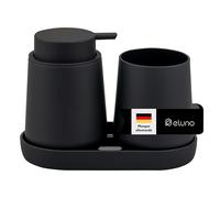 eluno TESERO Ensemble d'accessoires de salle de bain 3 pièces avec surface douce au toucher, 1 distributeur de savon, 1 gobelet et 1 coupelle, idéal pour la salle de bain et la cuisine, en plastique