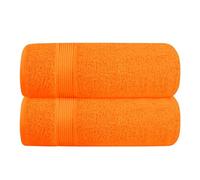 Elvana Home Lot de 2 Serviettes de Bain surdimensionnées en Coton de 71,1 x 139,7 cm - Ultra absorbantes, compactes, à séchage Rapide, légères - Salle de Sport, Voyage, Camp, Piscine - Orange