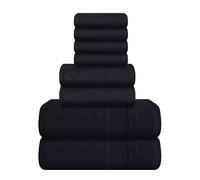 Elvana Home Lot de 8 pièces 100% Coton, 2 Serviettes de Bain 68,6 x 137,2 cm, 2 essuie-Mains 40,6 x 71,1 cm, 4 débarbouillettes 33 x 33 cm, Douces, absorbantes, lavables en Machine, Noir