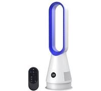 ELVANZA Ventilateur colonne sans pales - Moteur silencieux 30 dB - 8 vitesses - Oscillation 80° - Blanc et bleu Bleu