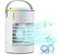 ELVANZA Ventilateur de bureau rafraîchissant - Humidificateur - Réservoir 600 ml - Blanc Blanc
