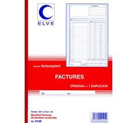 ELVE 22390 Manifold Autocopiant A4 29,7 x 21cm Foliotage 50 Duplis Imprimés Factures Assorties