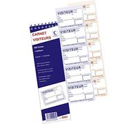 ELVE Lot de 10 Blocs Spirale "200 Fiches badges VISITEURS 322X89 40F autocopiant