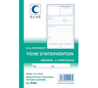 ELVE Lot de 10 Manifolds "Fiche d'intervention" 21 x 14 cm Vertical 50 F Tripli