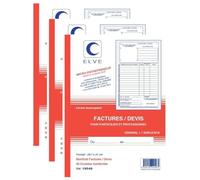 ELVE Lot de 3 Manifolds MICRO-ENTREPRENEUR Factures/Devis A4 40 feuilles Dupli