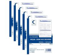 ELVE Lot de 5 Carnets de reçus - Dons aux oeuvres A5-100 Feuillets Doubles