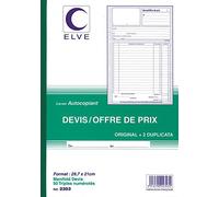 ELVE Lot de 5 Manifolds Autocopiant Devis/Offre de Prix 297 x 210 mm 50 Feuillets Tripli