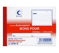 Elve Manifold Autocopiant "Bon Pour" 105 X 140 Mm 50 Feuillets Dupli