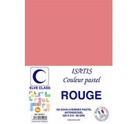 ELVE Pqt de 102 Sous-chemises 60 g 220 x 310 mm ISATIS Coloris Pastel Rouge