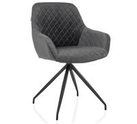 hjh Living Chaise salle à manger ELVERUM – assise rembourrée velours, pieds métal, accoudoirs, Gris