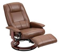 ELVORIN fauteuil relax pivotant 78 x 87 x 100 cm, dossier inclinable 145°, repose-pieds manuel, simili cuir marron