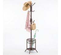 ELYKEN Porte Manteau sur Pied Perroquet, Métal avec Porte-Parapluie Intégré, Portemanteau d'Entrée Stable et Moderne avec 12 Crochets pour Vêtements, Sacs, Chapeaux, Rond - bronze