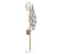 ELYKEN Portemanteau avec Base en Marbre, Porte-manteau Autoportant en Métal avec 10 Crochets, 3 Tailles Réglables, Arbre Robuste pour Sacs Manteaux et Chapeaux pour Entrée Couloir Chambre à, Or
