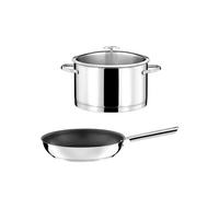 - ELYSEE - 1 faitout inox 24cm avec couvercle et 1 poêle 28 cm revêtement céramique