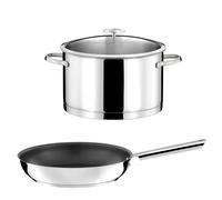 Elysée - 1 faitout inox 24cm avec couvercle et 1 poêle 28 cm revêtement céramique