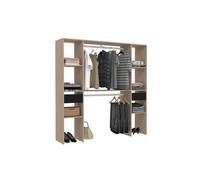 Elysee dressing bois avec 6 étagères, 2 tiroirs et 2 penderies : 180 x 40 x 180