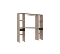 Elysee dressing bois avec 6 étagères, 2 tiroirs et 2 penderies : 180 x 40 x 180