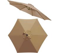 ELYSYSRL Auvent de Remplacement pour Parasol de Terrasse de 2/2.5/3.0/3.5m, 6 Baleines/8 Baleines Toile De Parasol Déporté Housse de Rechange(Kaki,3.0M/6 Arms)