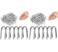 elzle 120 Pcs Clou Double Pointe, Cavalier de Fixation de U pour Filets de Clôture, Agrafes Galvanisées pour Filets, Idéales pour Grillage à Poules, Fixations pour Treillis de Jardin (Lot de 2)