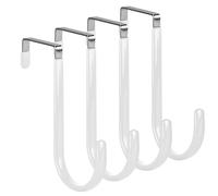 elzle 4 Crochets de Porte, Porte Manteau pour Porte, Crochets pour Porte Standart, Tiroir, Placard Armoire, Cuisine（Blanc）