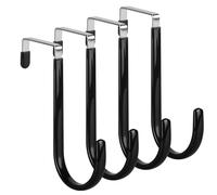 elzle 4 Crochets de Porte, Porte Manteau pour Porte, Porte Manteau pour Porte Acier Inox Patere Porte,Crochets pour Porte Standart, Tiroir, Placard Armoire, Cuisine（Noir）