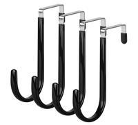 elzle Lot de 4 crochets noirs de 4,5 cm pour vêtements, crochets robustes en acier inoxydable avec surface anti-rayures, serviettes, couronnes de Noël, chaussettes, sacs cadeaux, avant, derrière la