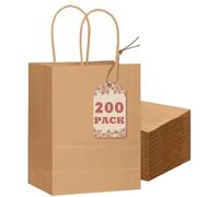 Elzusha - 20 sacs cadeaux en papier marron avec des anses - 21x15x8 cm - Format petit