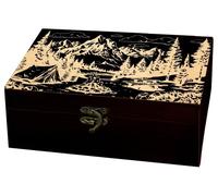 Elzusha - Boîte de souvenirs en bois avec motif de montagne