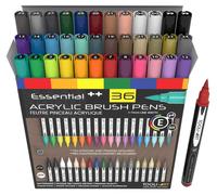 Elzusha - Coffret de 36 feutres à peinture acrylique avec pointe flexible de 1 à 7 mm