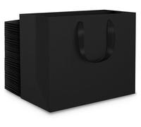 Elzusha - Coffret de 50 sacs cadeaux en papier noir, taille S, 22x10x18 cm - Papier kraft 250 GSM