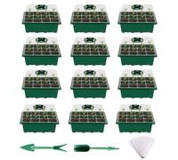 Elzusha - Coffret de godets de culture comprenant 12 plateaux de semis et 12 couvercles pour graines de plantes