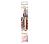 Elzusha - Coffret de peinture aquarelle urbaine avec 4 pinceaux