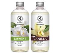 Elzusha - Diffuseur d'arômes, parfum Vanille & Jasmin, 2 flacons de 500 ml, fragrance durable