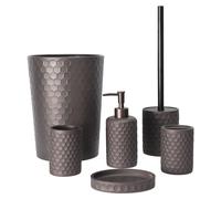 Elzusha - Ensemble d'accessoires de salle de bain en bronze (6 pièces) - Inclut : poubelle, distributeur de savon et support pour brosse de toilette
