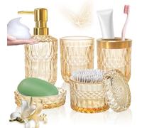 Elzusha - Ensemble de 5 accessoires de salle de bain en or