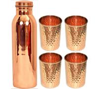 Elzusha - Ensemble de verres en cuivre comprenant 1 bouteille et 4 verres