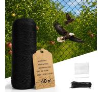 Elzusha - Filet de protection pour oiseaux, rouleau de 4x10 mètres - Maille fine, avec attaches de câble et ancres