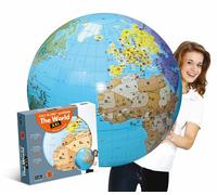 Elzusha - Globe gonflable XXL de 85 cm avec drapeaux et base, couleur bleu océan