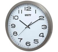 Elzusha - Grande horloge murale en métal - Mouvement silencieux - Argent - 40 cm
