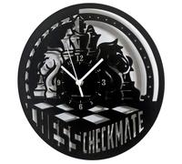 Elzusha - Horloge mural en bois avec motif damier, 30 x 30 cm