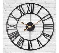 Elzusha - Horloge mural en métal, design vintage, chiffres romains, idéal pour la maison et le bureau, diamètre 40 cm