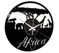 Elzusha - Horloge mural en vinyle, design "Voyages et Safari" - Style classique, diamètre 30 cm