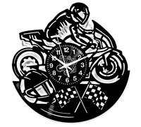 Elzusha - Horloge murale, design vélo de course, moto, style vintage, vinyle, 30 cm