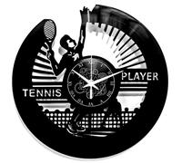 Elzusha - Horloge murale en vinyle, design sportif tennis - Style classique, diamètre 30 cm