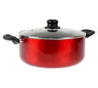 Elzusha - Poêle de cuisson en aluminium pressé, rouge métallisé, 28 cm - 7 litres, compatible avec les plaques à induction