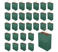 Elzusha - Sachets cadeaux en papier kraft vert foncé avec poignées - 26x32x12 cm - 30 pièces